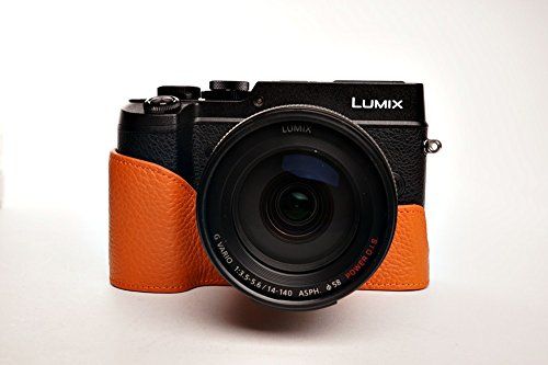 TP Handgemaakte Echt Lederen Halve Camera Case Camera Tas voor Panasonic GX8 - Oranje