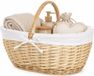 Cm Rieten mand met hoog handvat - naturel riet - 50 x 33 x 35 cm - opbergmand - binnenkant bedekt met stof