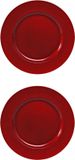 Merkloos / Sans marque Othmar Decorations Bv 4x stuks diner borden/onderborden rood met glitters 33 cm