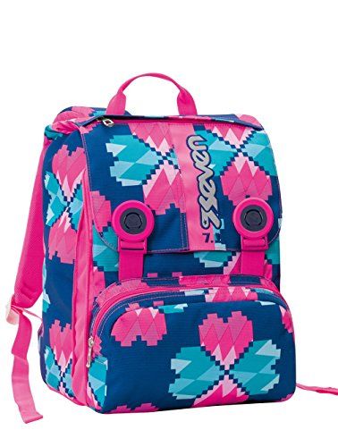 Seven Verdubbeling rugzak - LUCKY BLOEMEN - Rose Blauw - 28 liter school student - 8011410224612