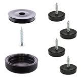 WAGNER QuickClick® kunststof meubelglijders, set van 4, om vast te schroeven, Black Slim - Ø 17 mm