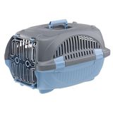 Ferplast RIDER kattenmand, kleine hondenmand, honden en katten tot 7 kg, schokbestendige transparante deur, ventilatiesleuven, stijve drager, 34 x 50,7 xh 30 cm, lichtblauw