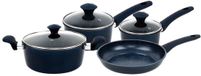 Herzberg Set de casseroles Revêtement marbre Bleu 7 Pièces