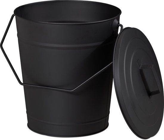 Relaxdays Kolenemmer met Deksel - 12 Liter - Zwart