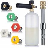 Rosfix Schuimpistool Vervanging Set - 1L Schuim Hogedruklans 5 Spuitmond 1/4 QC - 200 Bar - Geschikt voor Kränzle, Nilfisk