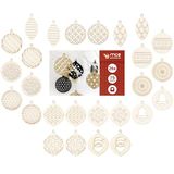 MCE-Commerce A550126 Kersthanger, kerstboomversiering, 26 stuks, 6 cm, hout, natuur, 6-7 cm