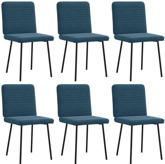 vidaXL Eetkamerstoelen 6 stuks fluweel blauw