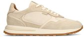 Manfield - Heren - Beige leren sneakers met suède details - Maat 42