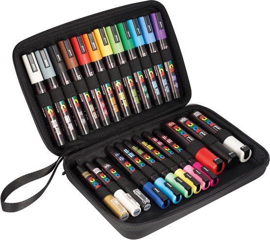 Posca Verfmarkers - Luxe Koffer - 24 stuks - Assorti Kleuren