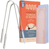 MasterMedi RVS Tongschrapers – Tongreiniger & Tongschrubber tegen Slechte Adem + Reisetuis- 2‑Pack- U-Shaaped