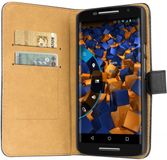 Mumbi Book Case Leer Zwart voor Motorola Moto X Play
