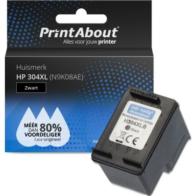 PrintAbout Huismerk HP 304XL (N9K08AE) Inktcartridge Zwart Hoge capaciteit