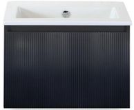 BES LED Frozen 3D Badmeubelset 60 cm - Greeplijst in Kleur - Zwart Mat - Keramische Wastafel Wit Zonder Kraangat