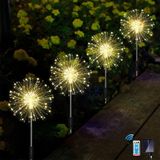 Joysing Gartendeko Tuinverlichting op zonne-energie, 4 x 120 leds, vuurwerkverlichting met afstandsbediening