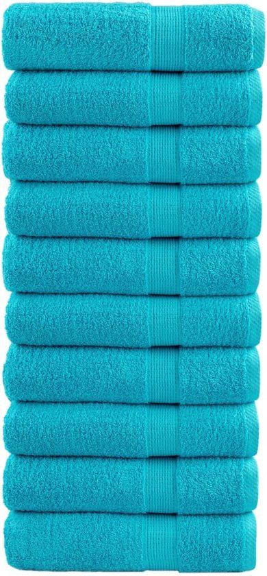 vidaXL Badhanddoeken SOLUND 10 stuks Turquoise 600 g/m² 70x140 cm Katoen