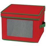 Household Essentials Dinner Plate Holiday Storage Chest, Rood Canvas met Groene Trim