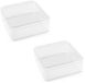 cyclingcolors 2 x plastic containers met vierkant deksel, transparant, herbruikbaar, voor kleine flessen, glinsterende ring, 9,5 x 9,5 x 5,5 cm