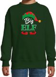 Bellatio Decorations Big elf Kerstsweater - groen - kinderen - 170/176