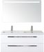 BES LED Seville Badmeubelset 120 cm - 2 Laden Wit Hoogglans - Wastafel Djazz Dubbel met Sence Spiegel