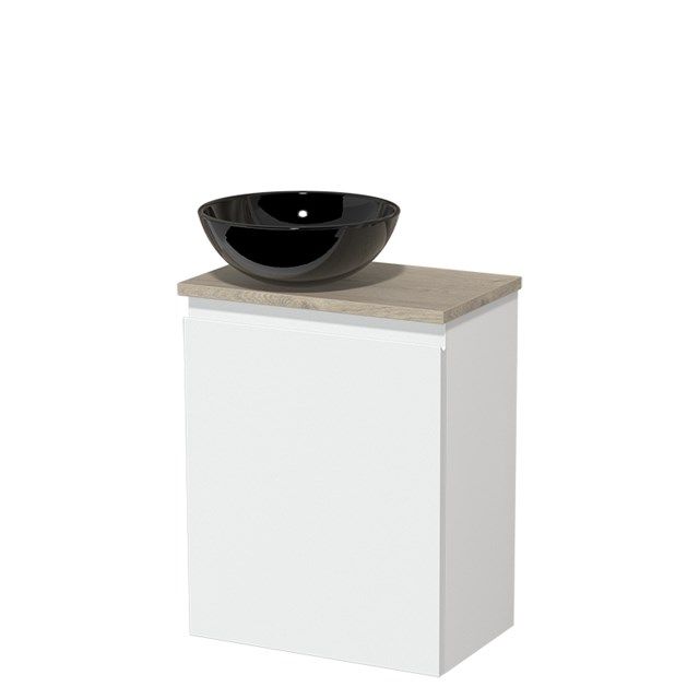 Maxaro Modulo Toiletmeubel 41 cm - Mat Wit - Lichtgrijs Eiken Blad