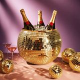 MikaMax Disco Ball Ice Bucket - 11L Lekvrije IJsemmer met Spiegeltegels voor 4 Wijnflessen