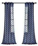 Lush Decor Navy Textured Dot Grommet Sheer Window Curtain Panel Pair (84" x 38")
