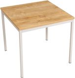 Merkloos Multifunctionele Vierkante Tafel - Stalen Frame, Verstelbare Poten & Melamine Blad - Ideaal als Bureau, Vergadertafel of Eettafel 80x80 cm