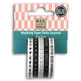 D.I.Y Toga Masking Tape Bullet dagboek, zwart, wit, één maat