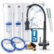 Ari robinet de cuisine 3 voies, noir mat, robinet extractible, incluant système de filtres à eau Aquaphor Kristall H