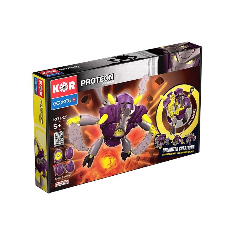 Geomag Proteon Vulkram 103 delig - Anti-stress speelgoed