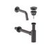 MAY Fonteinkraan Combiset Stilo Wandmodel Fonteinkraan, Designplug Always Open & Designsifon Geborsteld Carbon Black PVD