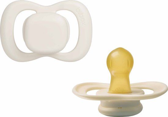 b.box Fopspeen Maat 1 (2 stuks) Natuurrubber Latex Ronde Speen 0-6m Vanille/Latte