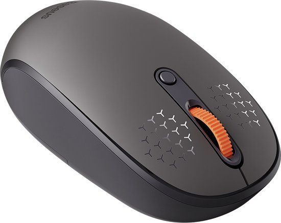Baseus F01B Tri Mode Draadloze Muis - Grijs/Oranje - Bluetooth - 3 Apparaten