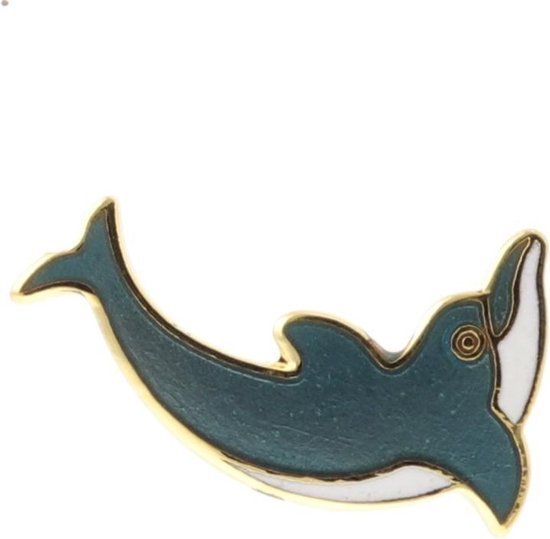 Behave® Sierpin - Dolfijn - Blauw/Groen/Wit Emaille - 2.5 cm