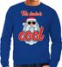 Bellatio Decorations Foute Kersttrui / sweater - Stoere kerstman - this dude is cool - blauw voor heren - kerstkleding / kerst outfit L