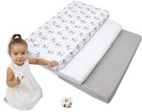Medi Partners 3-delige hoeslakenset voor babybed, 60 x 120 cm, 100% katoen, beddengoed voor baby's, matras, kinderslaapzak, babybed (Teddy-wit-grijs)