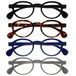 OPULIZE OCA Leesbrillen - 4-Pack - Modern Retro Rond Montuur - Zwart, Bruin, Blauw, Grijs - Heren Dames - Veerscharnieren - RRRR54-1237 - +3.50