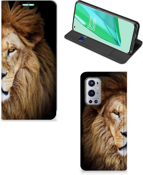 B2Ctelecom Stand Case OnePlus 9 Pro - Book Case - Multi Leeuw