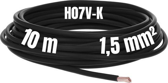 Kalitec 10 meter H07V-K 1,5 mm² zwarte bedradingskabel