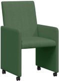 vidaXL Eetkamerstoelen met wielen, 2 stuks, katoenen stof, grijs groen