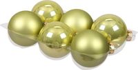 Othmar Decorations Kerstballen - 6x st - salie groen - 8 cm - glas - mat/glans