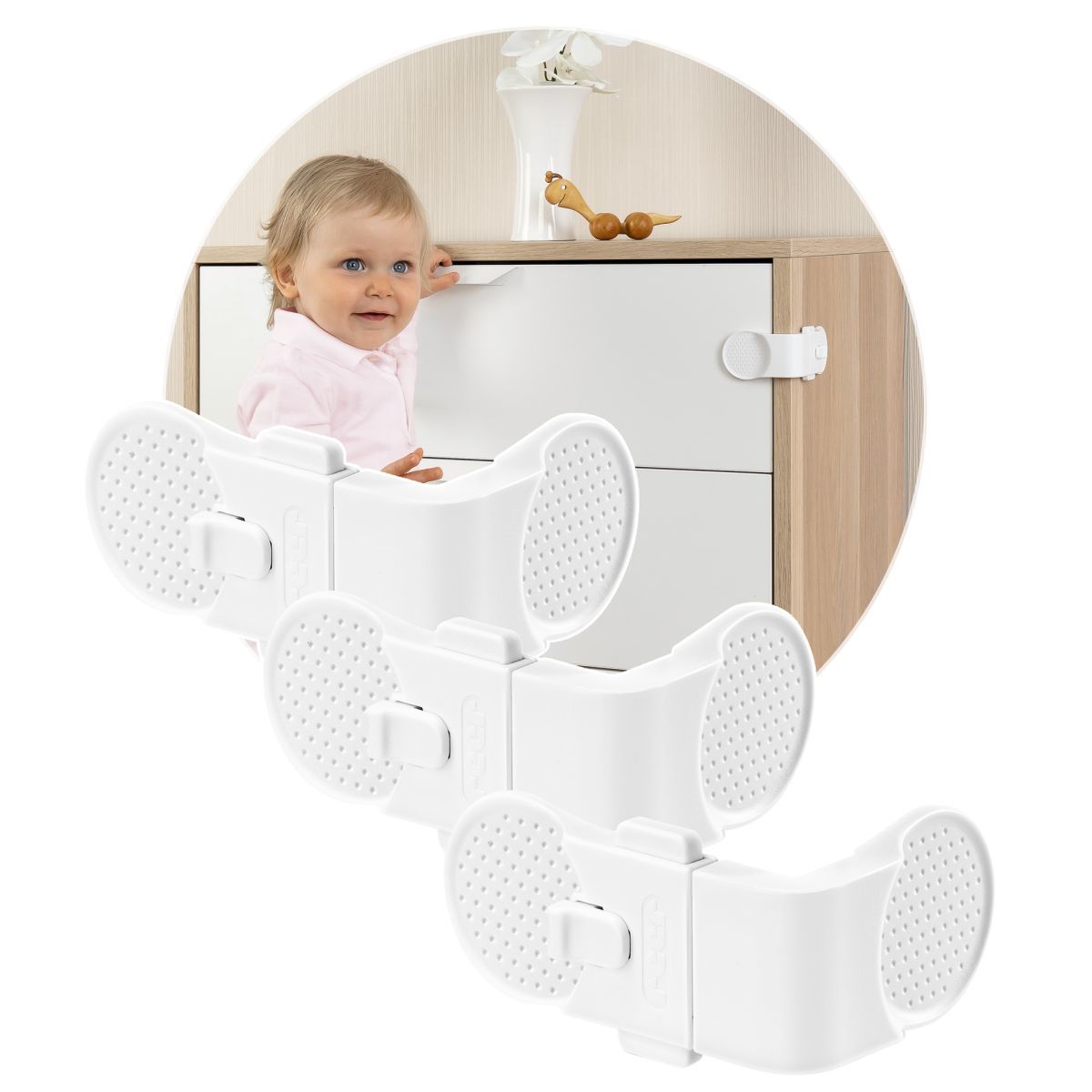 reer Kindervergrendeling voor kasten - Wit - 3 stuks