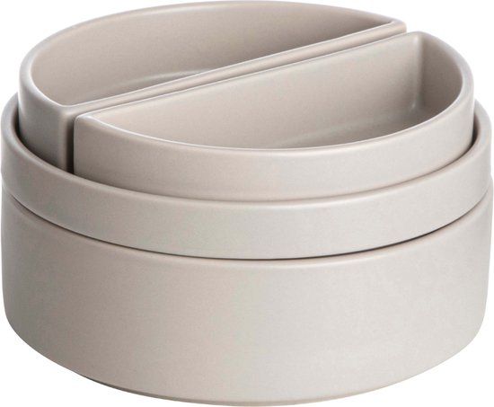 Gusta Serveerset - 4 schaaltjes - Stapelbaar - Taupe - ø14,7x8cm