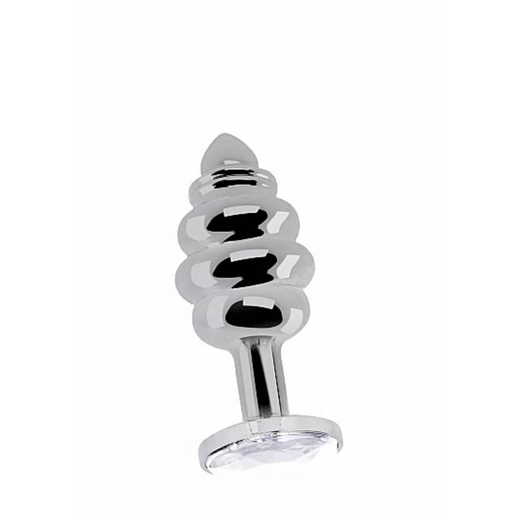 Shots - Rich Ribbed Diamond Plug - 3.15 Inch - Silver