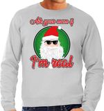 Bellatio Decorations Foute Kersttrui / sweater - ask your mom í am real - grijs voor heren - kerstkleding / kerst outfit XXL