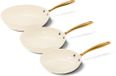 Cook and Pan Cook & Pan 3-Delige Koekenpan Pannenset Vanilla Ø 20, 24 & 28 cm Beige met Gouden Handgrepen