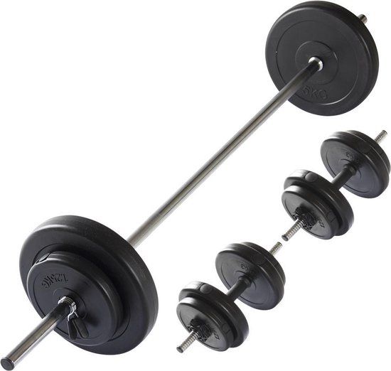 VirtuFit Verstelbare Halterset - Dumbbellset - 30,5 kg - Zwart - Incl. Halterstang & Dumbbellstangen