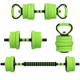 other Sportnow Dumbbell Set 20kg 4-in-1 / 20kg 6-in-1 met Kettlebell Groene Gewichtstang