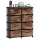 Commode 8 tiroirs, mobilier de chambre en métal, marron rustique