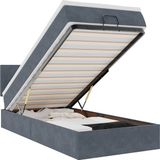 vidaXL Ottomaans bed met matras en LED's, donkergrijs fluweel, 80x200cm